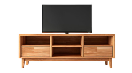 wooden TV stand isolated on white background, HD realistic