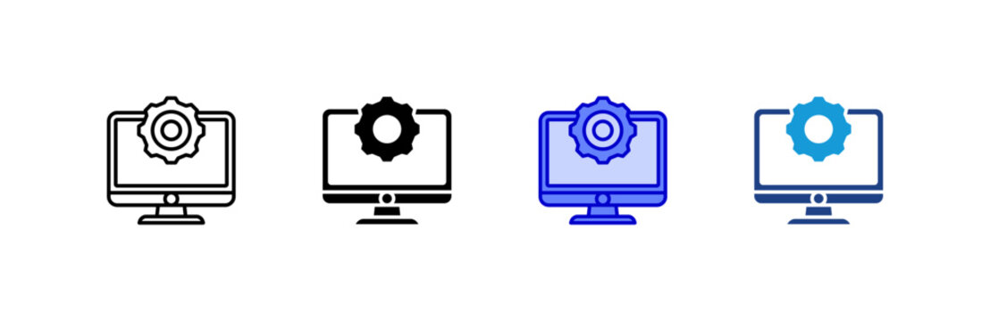 Monitor icon set multiple style collection.