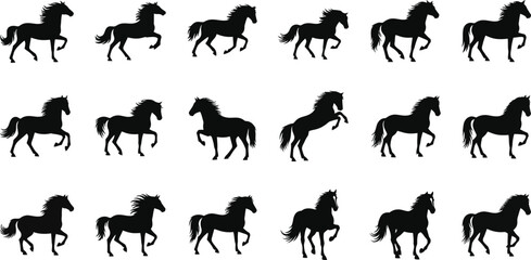 Obraz premium Majestic horses galloping in dynamic poses, a powerful equestrian collection