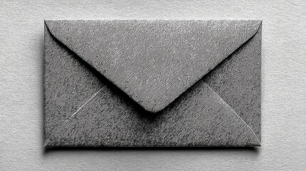 A gray envelope with a rough texture, shaped in an inverted V,