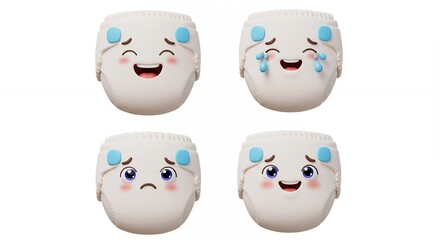 Cute cartoon baby diapers expressions