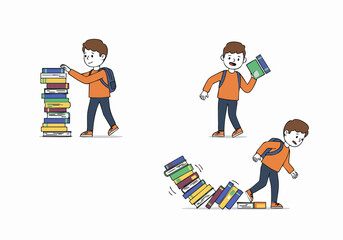 Student's Journey: From Building a Book Stack to an Accidental Tumble Illustrating Academic Challenges