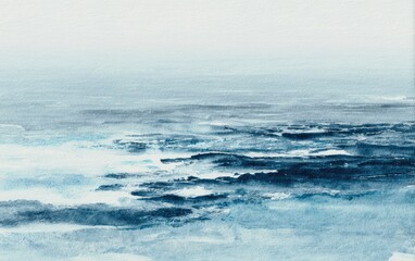 Watercolor seascape, muted tones