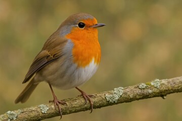 Vibrant robin perched branch