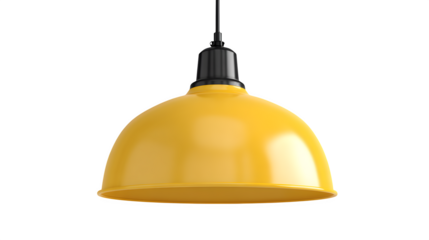 yellow hanging pendant lamp isolated on white background, HD realistic