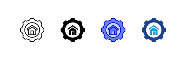Property Management icon set multiple style collection.