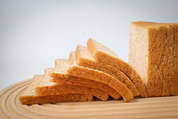 whole wheat bread on white background