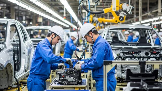 自動車工場で働く人々イメージ