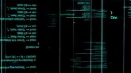 Abstract display of blurry teal-toned code on a dark screen - Powered by Adobe