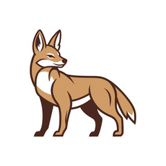 Stylized Coyote Illustration on White Background.