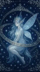 Naklejka premium Mystical fairy in starry night