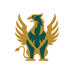 Golden Griffin Emblem on White Background.