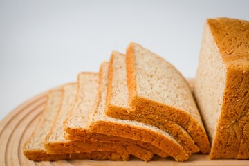 whole wheat bread on white background	