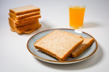 whole wheat bread on white background