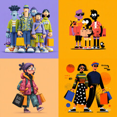 Playful Cartoon Style Black Friday Banner with Bright Colors