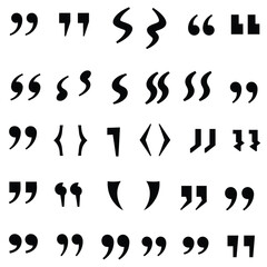 Fototapeta premium Assortment of black quotation marks and punctuation symbols
