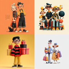 Playful Cartoon Style Black Friday Banner with Bright Colors