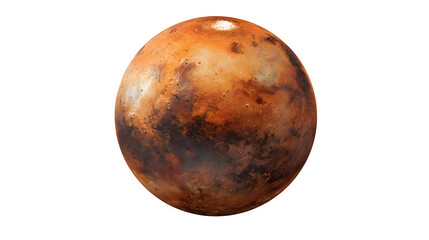 brown dry Mars planet isolated on white background, HD realistic