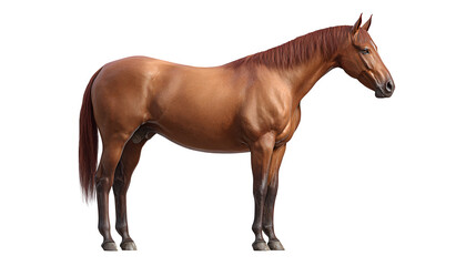 brown horse standing isolated on white background, HD realistic
