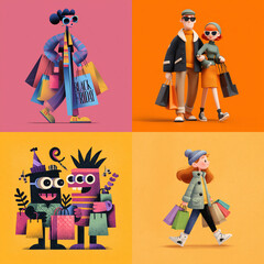 Playful Cartoon Style Black Friday Banner with Bright Colors