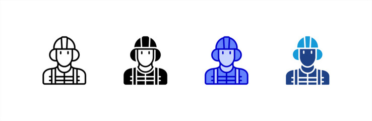 Firefighter icon set multiple style collection.