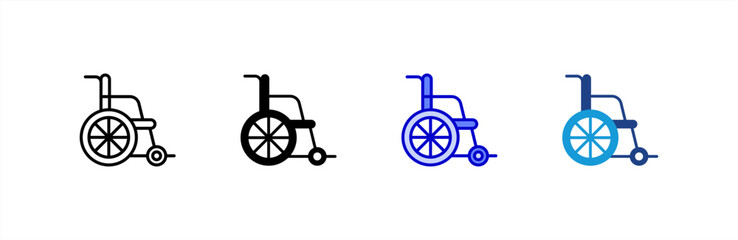 Wheelchair icon set multiple style collection.