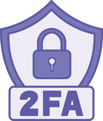Colored Two Factor Authentication Icon. Vector Illustration. Padlock and Shield. Method of Increasing Account Security. Concept Password and Data Security
