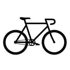 Black silhouette of a road bicycle on a white background
