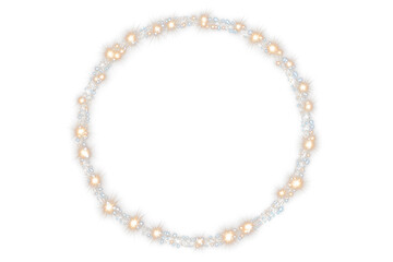 Obraz premium Luminous Christmas chain shaped into a glowing circle with tiny festive lights, shown from the front view on a transparent background. The radiant decoration adds sparkle, warmth, and seasonal eleganc