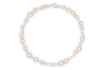 Luminous Christmas chain shaped into a glowing circle with tiny festive lights, shown from the front view on a transparent background. The radiant decoration adds sparkle, warmth, and seasonal eleganc