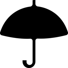Umbrella icon. Parasol simple black vector icon. Rain, weather, meteorology sign. Icon with reflection on white background.security icon button, vector, symbol, illustration, editable stroke.