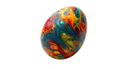colorful painted Easter egg isolated on white background, HD realistic