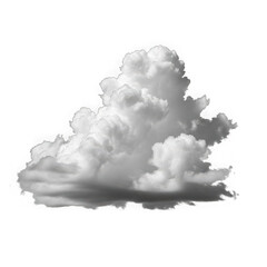 A single, fluffy cumulus cloud isolated on a transparent background, showcasing its textured form and light and shadow play
