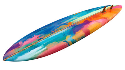 colorful surfboard isolated on white background, HD realistic