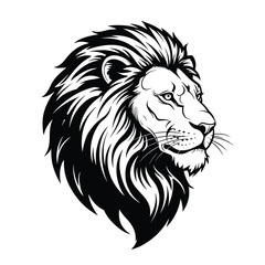 Fototapeta premium Detailed Black and White Lion Head Illustration Profile