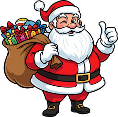 Santa Claus with a bag containing Christmas gifts vector eps 10