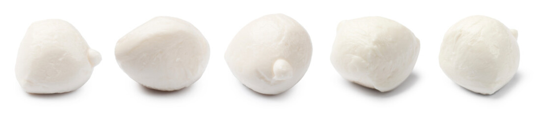 Mozzarella cheese balls isolated on white, set