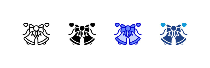Wedding Bells icon set multiple style collection.