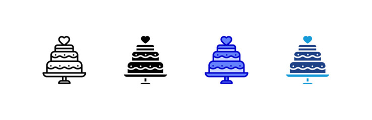 Wedding Cake icon set multiple style collection.