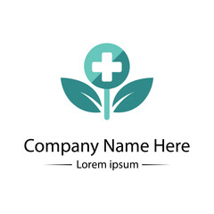 Modern and minimalist Health Logo Design with medical cross, leaf and simple color combined