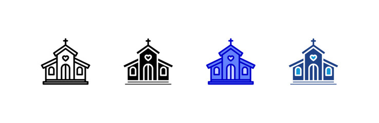 Church icon set multiple style collection.