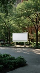 White Billboard In Urban Park