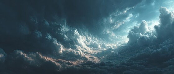 Dramatic cloudscape with light breaking through