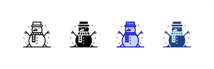 Snowman icon set multiple style collection.