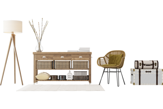 Interior Furniture Set Sofa Table Lamp Capet Modern Minimal House, transparent background