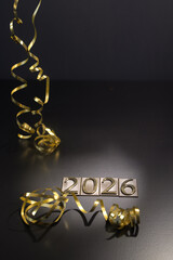 Happy New Year. Symbol from number 2026 on black background