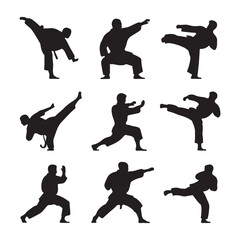 Martial Arts silhouette vector illustration on white background