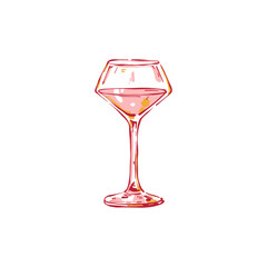 Minimalist vector illustration of a cocktail. Hand-drawn line art in modern style, stylish bar design on light background.