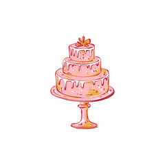 Minimalist vector illustration of a dessert. Hand-drawn line art in modern style, stylish sweet design on light background.