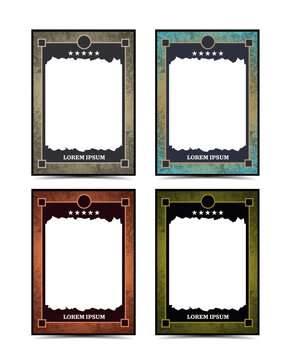Editable fantasy-themed trading card templateMedieval style design with ornate borders
